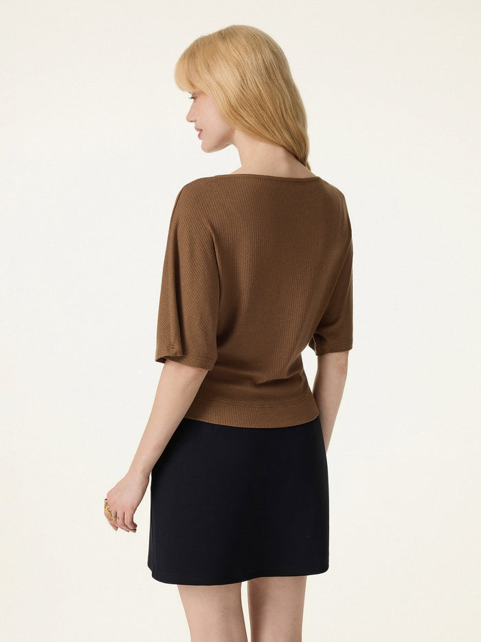Soft Ribbed Boatneck Relaxed Top