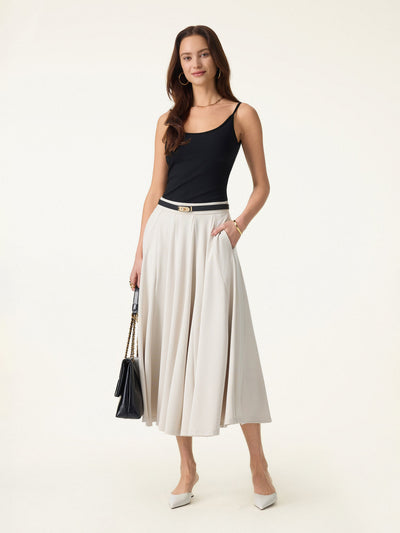 Lyocell Blend Volume Skirt with Pockets