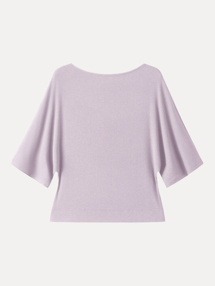 Soft Ribbed Boatneck Relaxed Top