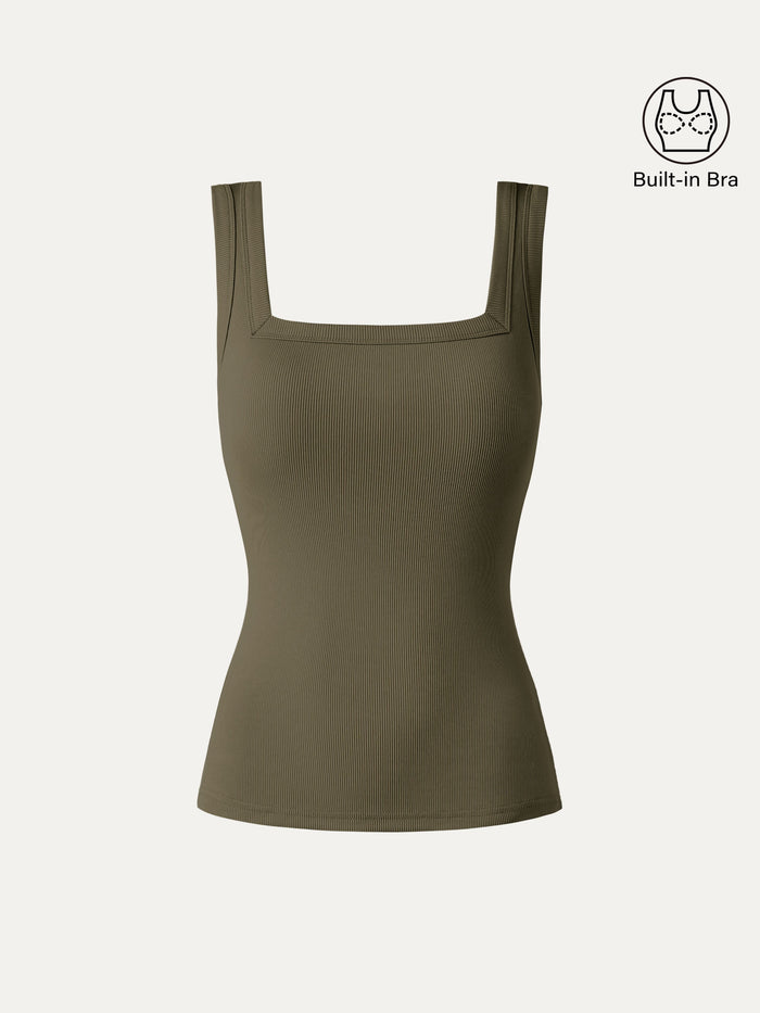 Slinky Square Open-Back Bra Tank Top