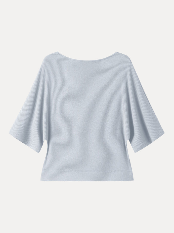 Soft Ribbed Boatneck Relaxed Top