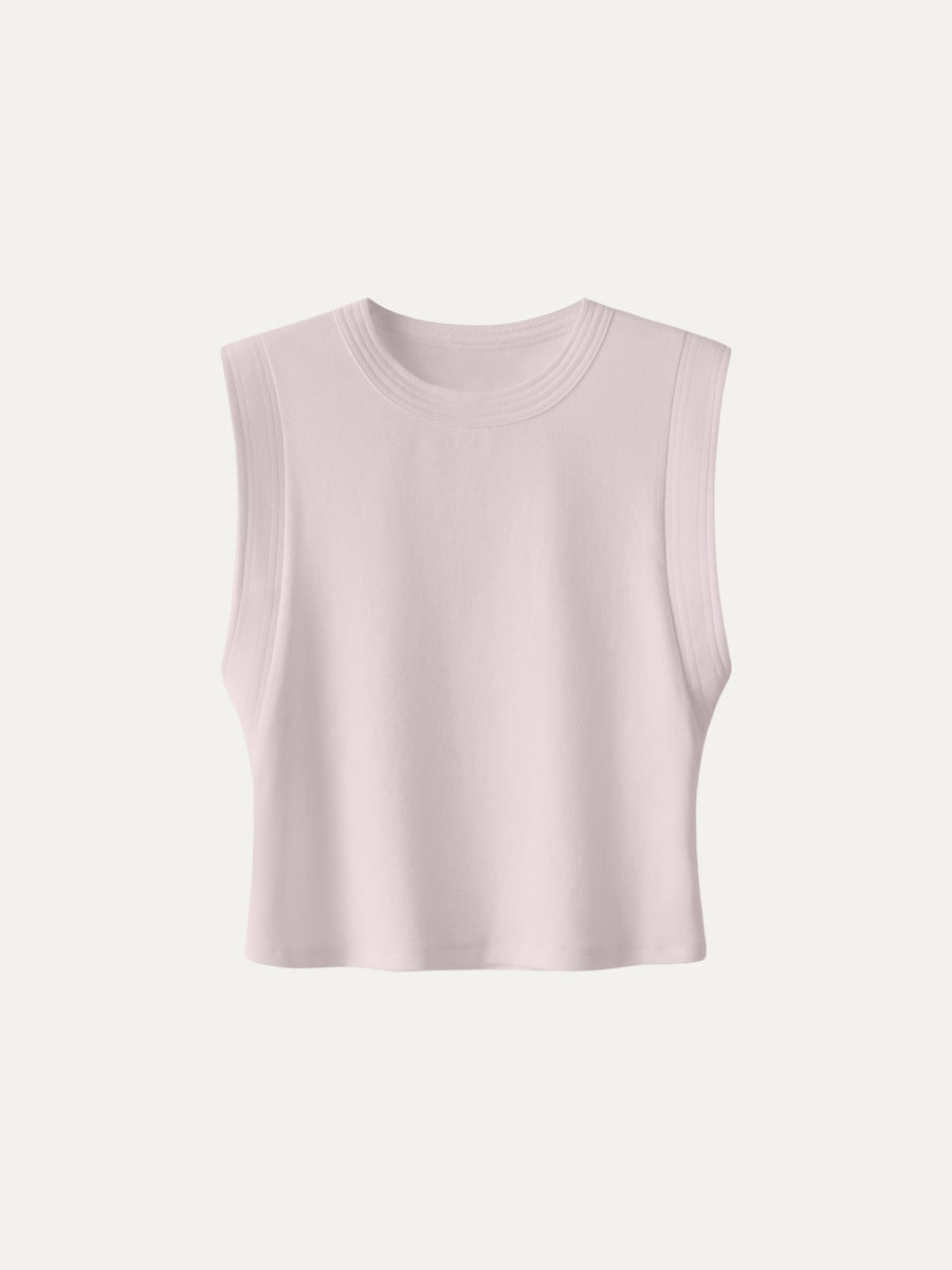 Soft Cotton Lyocell Cropped Wide Shoulder Tank