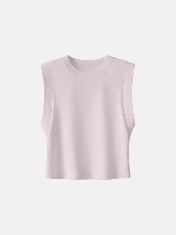 Soft Cotton Lyocell Cropped Wide Shoulder Tank