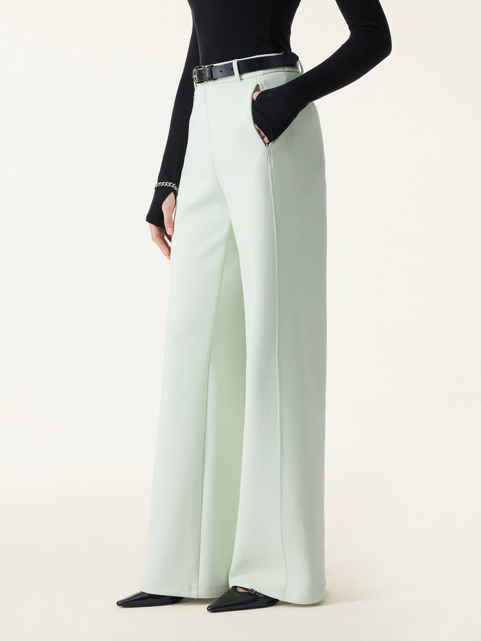 Stretch Cotton Blend Slimming High Rise Wide Leg Pant