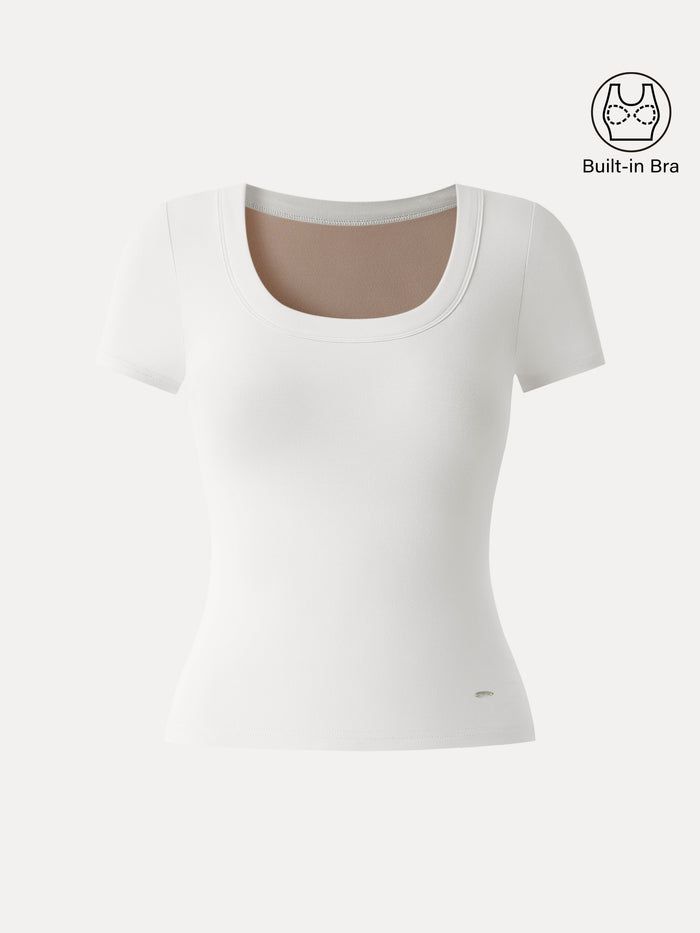 SkinKiss U-Neck Short Sleeve Everyday Bra Top