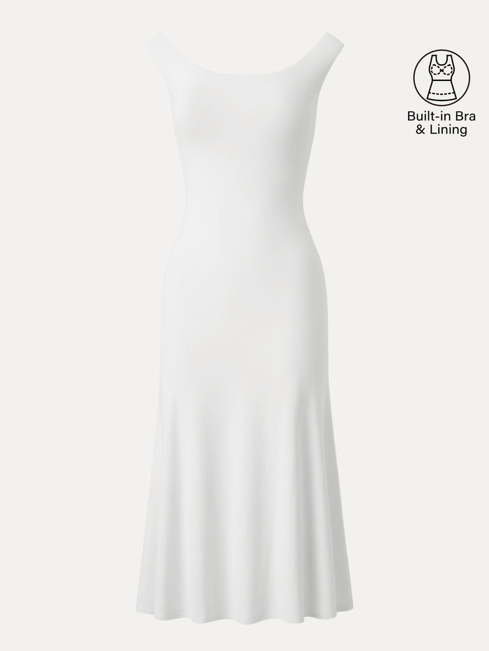 Scoop Neck Midi Low Back Bra Dress