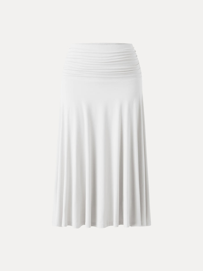 Flowy Side Ruched A-line Midi Skirt