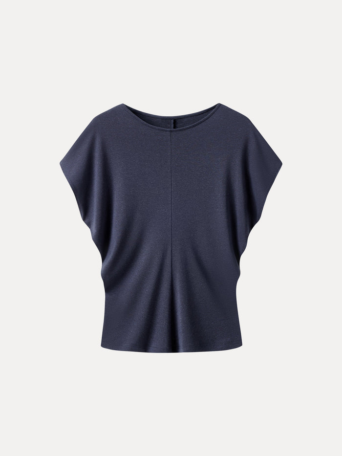 Linen-Blend Round Neck Relaxed Summer Top