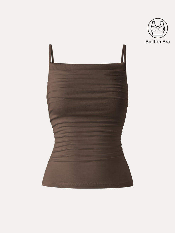 Adjustable Spaghetti Straps Side Ruched New Airy Bra Tank