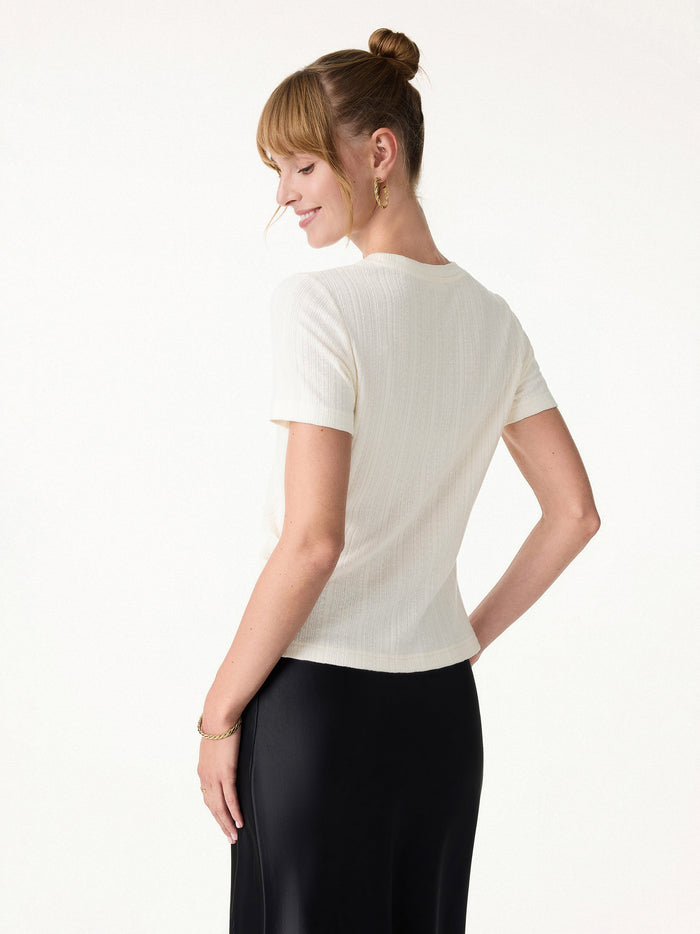 Pointelle Tucked Short Sleeve Summer Tee
