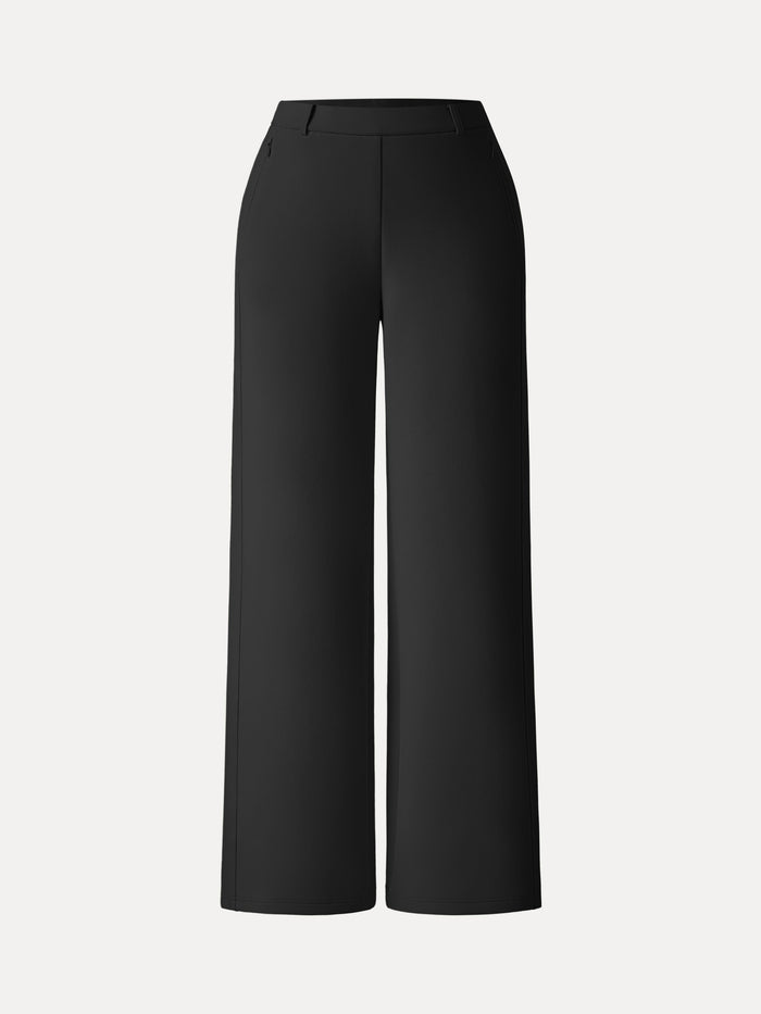 Stretch Cotton Blend Slimming High Rise Wide Leg Pant