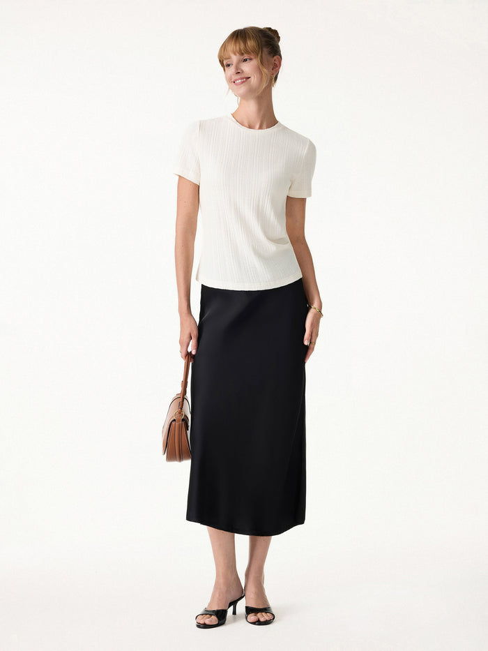 Pointelle Tucked Short Sleeve Summer Tee