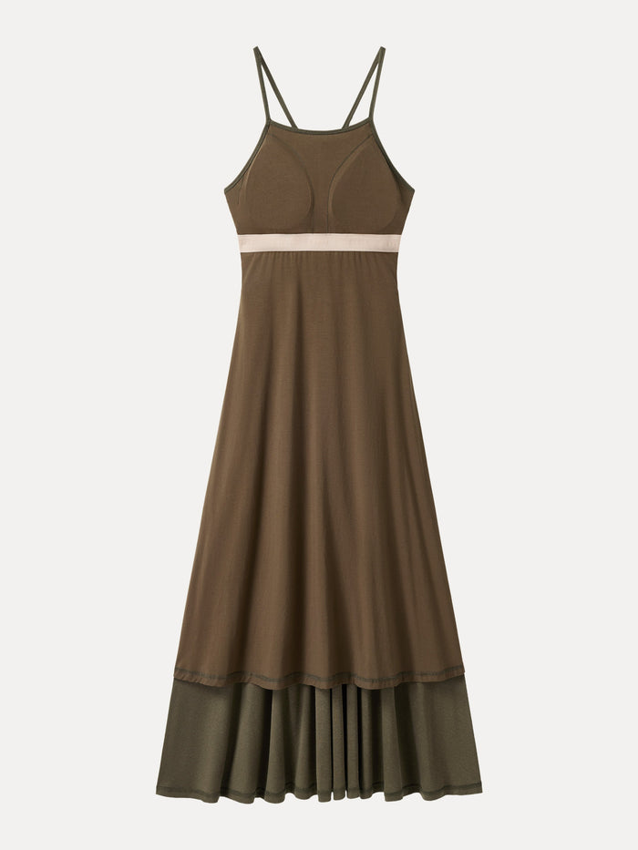 Soft Linen Knit Spaghetti Midi Bra Dress