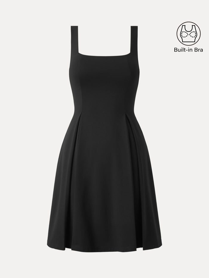Square Neck Fit-and-flare Mini Bra Dress
