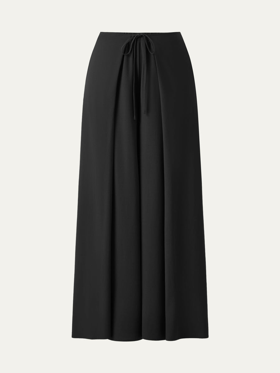 Bamboo Ponte Wrap-tie Palazzo Pant with Pockets