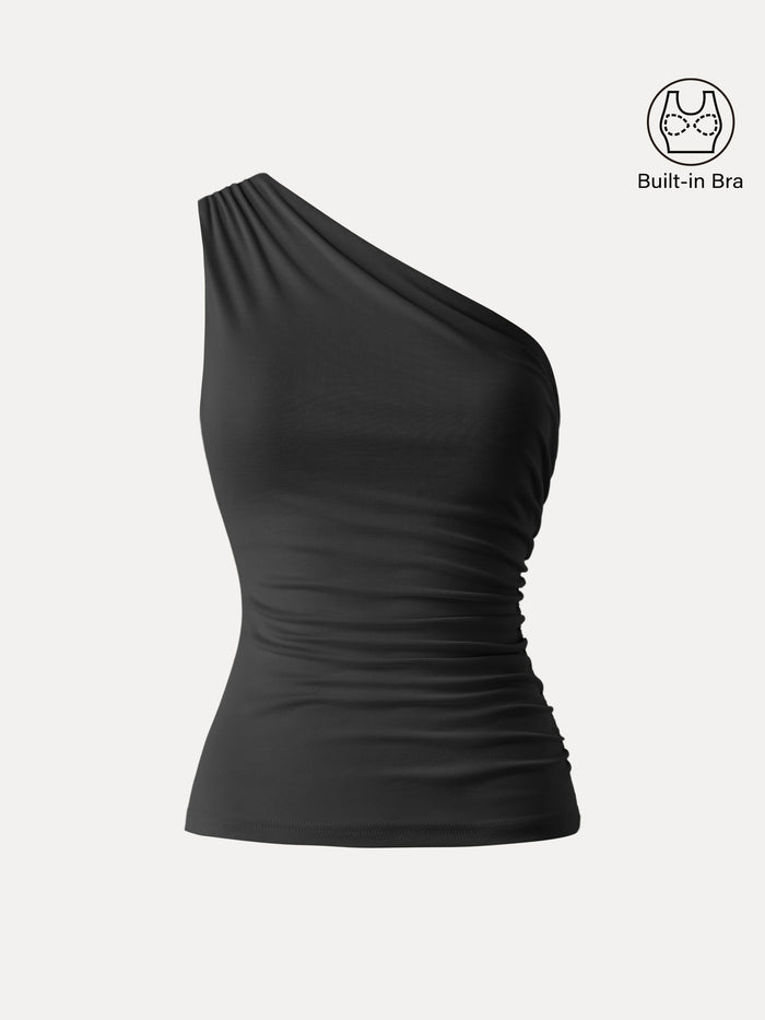 Sandwashed One Shoulder Ruched Bra Tank