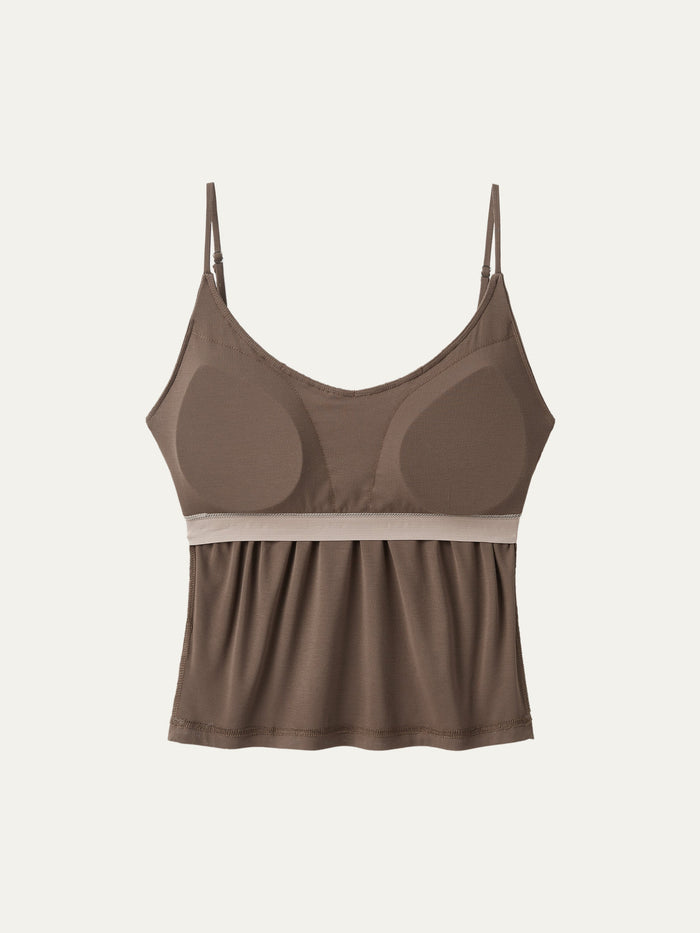 Scoop Neck Gathered Spaghetti Bra Tank