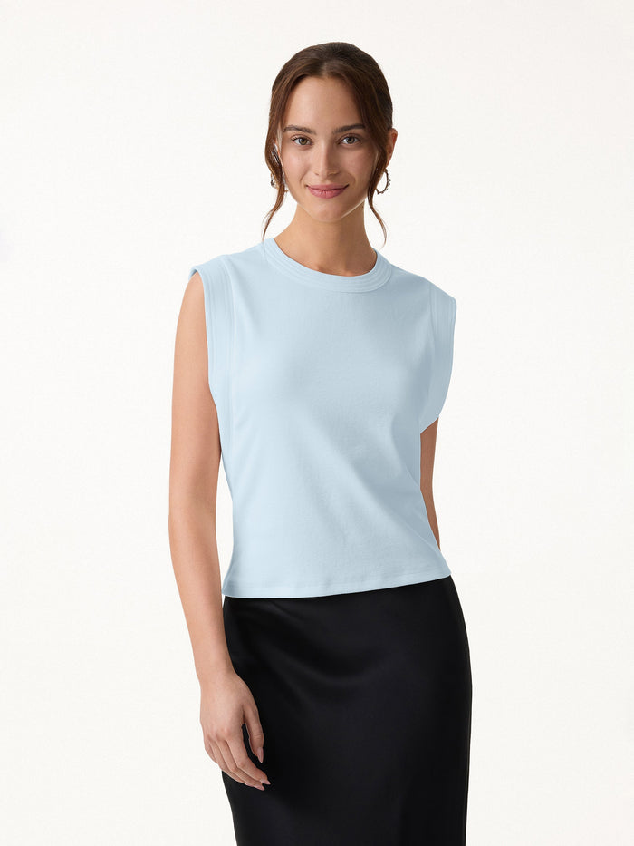 Soft Cotton Lyocell Cropped Wide Shoulder Tank