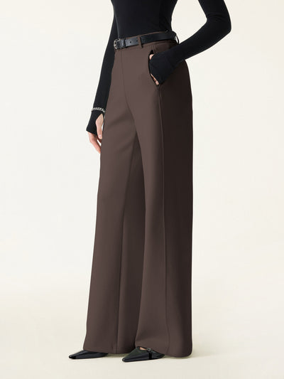 Stretch Cotton Blend Slimming High Rise Wide Leg Pant