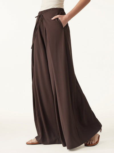 Bamboo Ponte Wrap-tie Palazzo Pant with Pockets