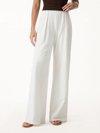 Airy Stretch Linen Wide Flare Pant with Pockets