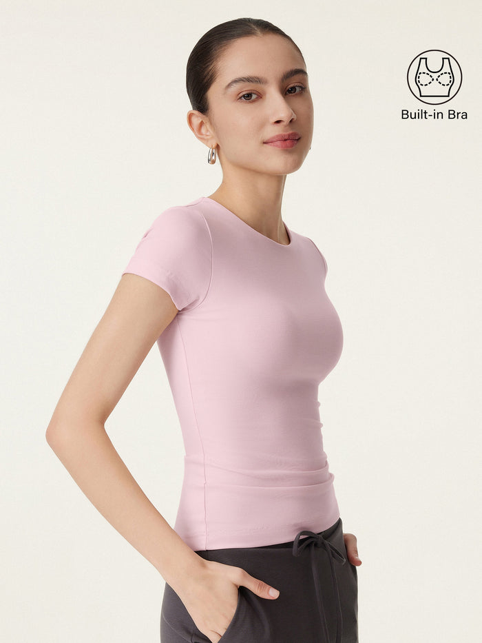 Crewneck Slimming Short Sleeve New Airy Bra Top