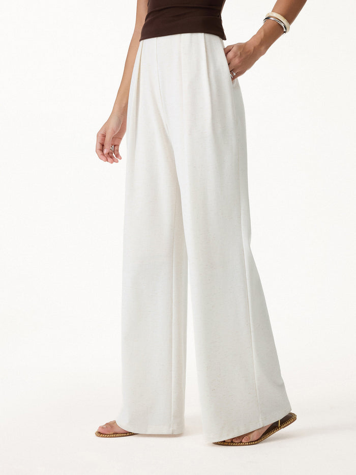 Airy Stretch Linen Wide Flare Pant with Pockets