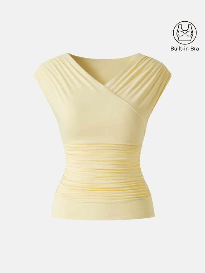 SkinKiss Surplice V-Neck Ruching Bra Top