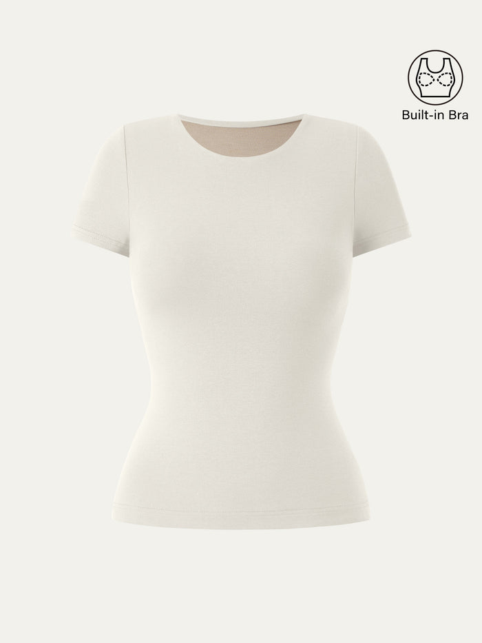 Crewneck Slimming Short Sleeve New Airy Bra Top