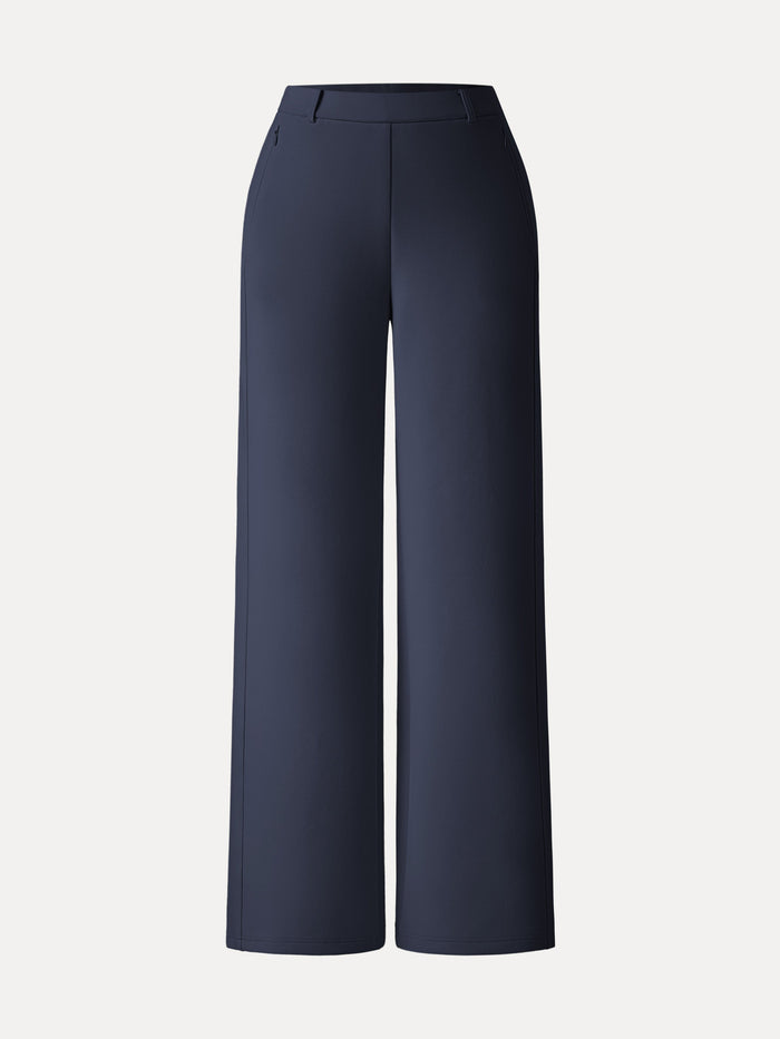 Stretch Cotton Blend Slimming High Rise Wide Leg Pant