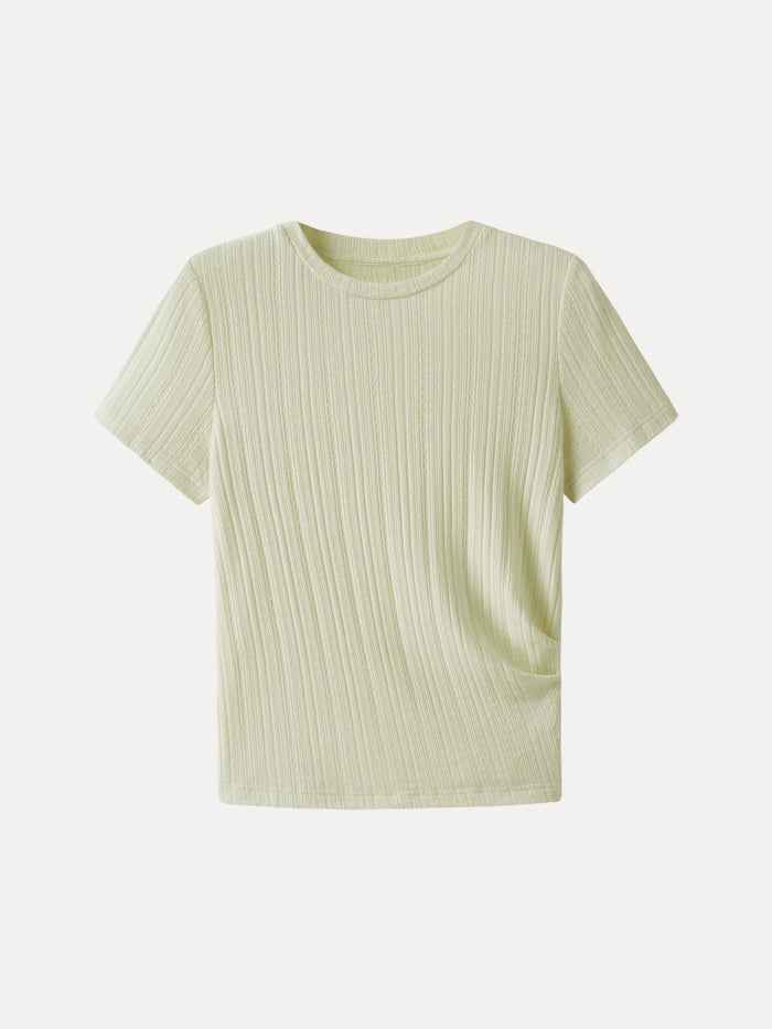 Pointelle Tucked Short Sleeve Summer Tee