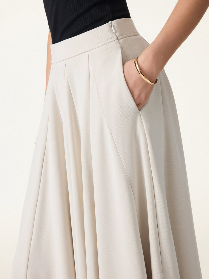 Lyocell Blend Volume Skirt with Pockets
