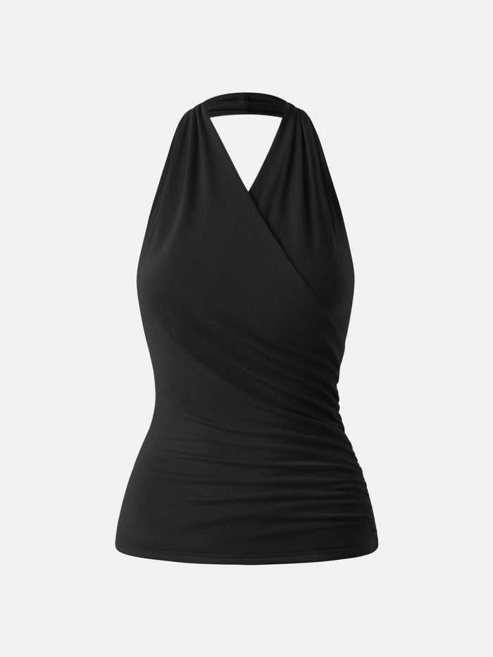 Buttery Smooth Surplice Halter Neck Sculpt Tank