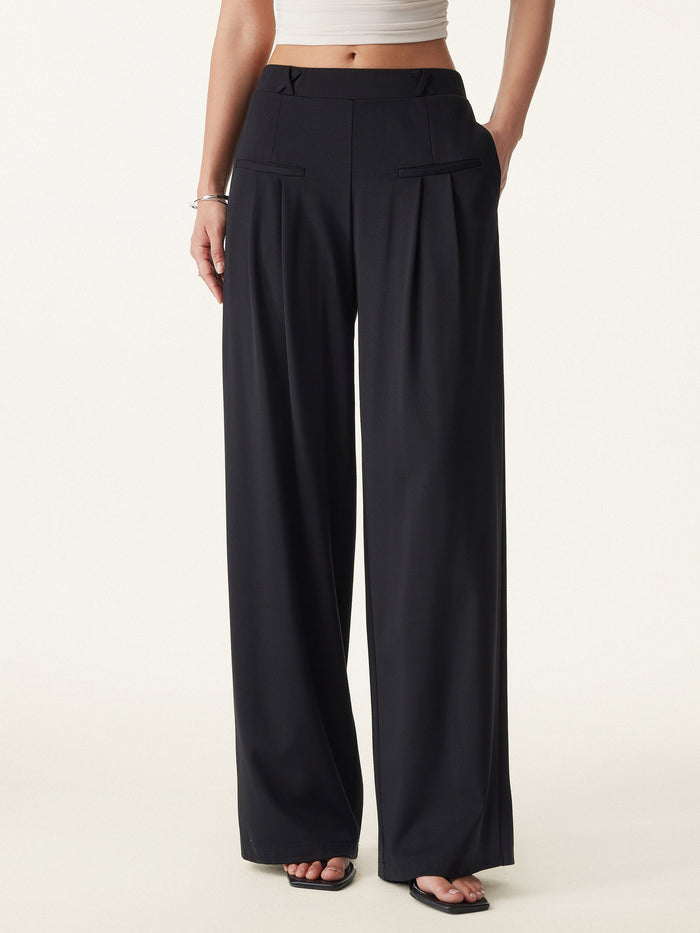 Mid Rise Wide Leg Trouser with Pockets Drapey Bamboo Ponte