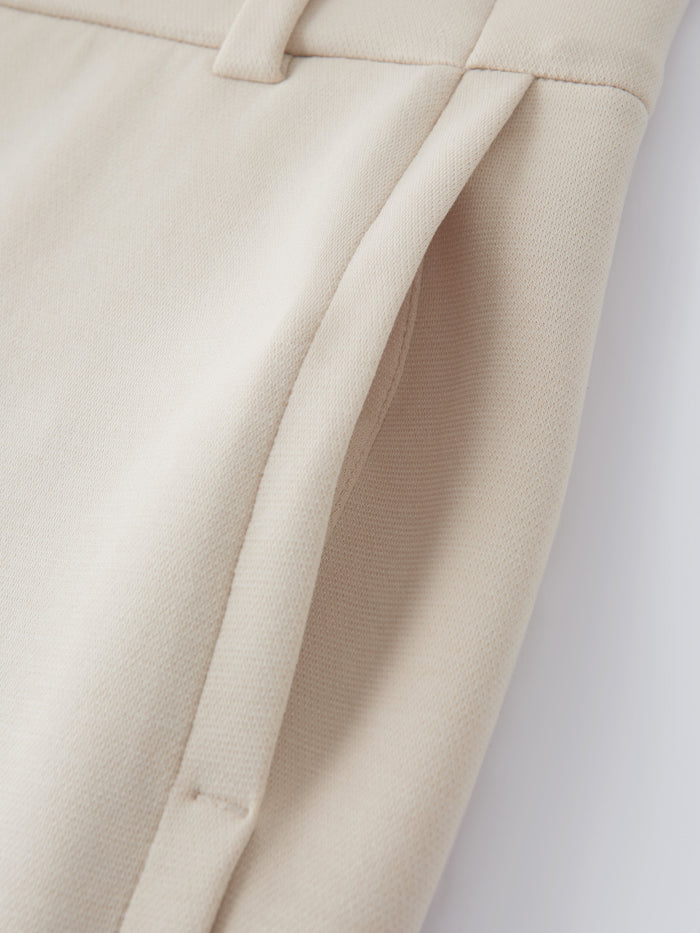 Stretchy Mid Rise Fly-Front Wide Leg Trouser