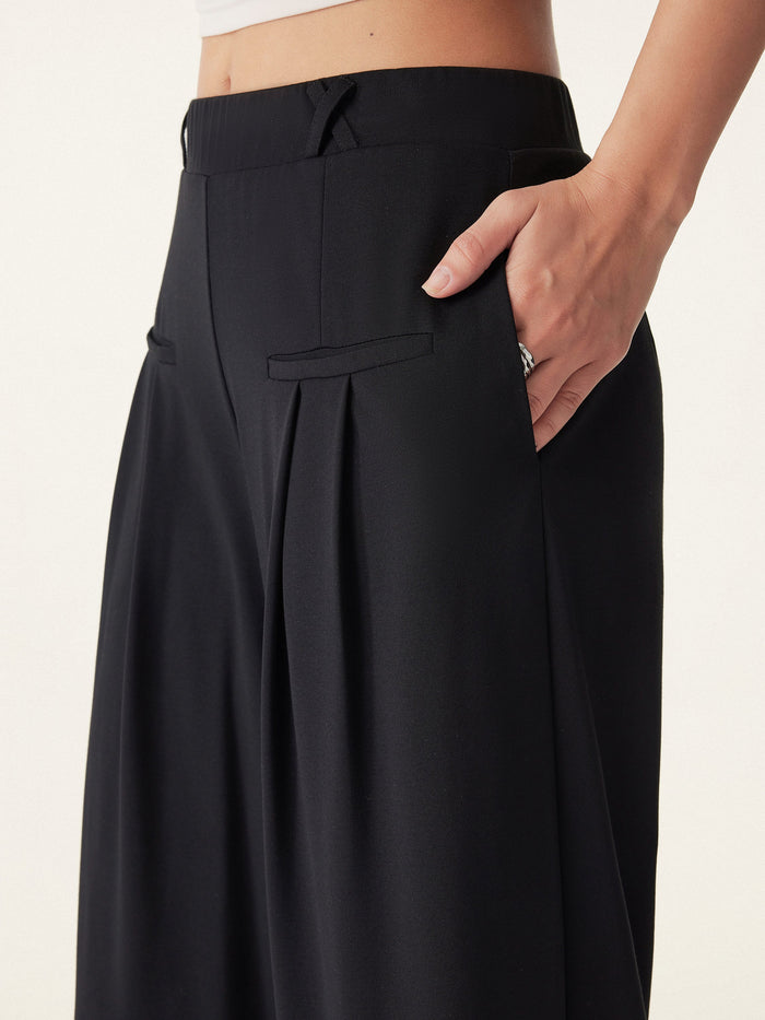 Mid Rise Wide Leg Trouser with Pockets Drapey Bamboo Ponte