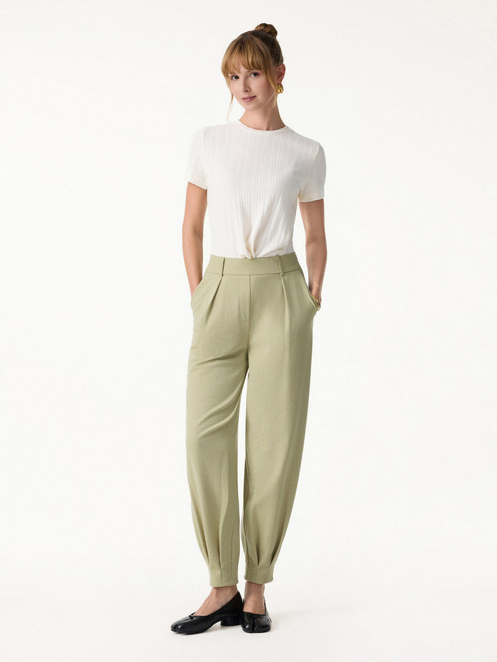 Stretch Linen-Like Wrinkle-Resistant Tapered Pant
