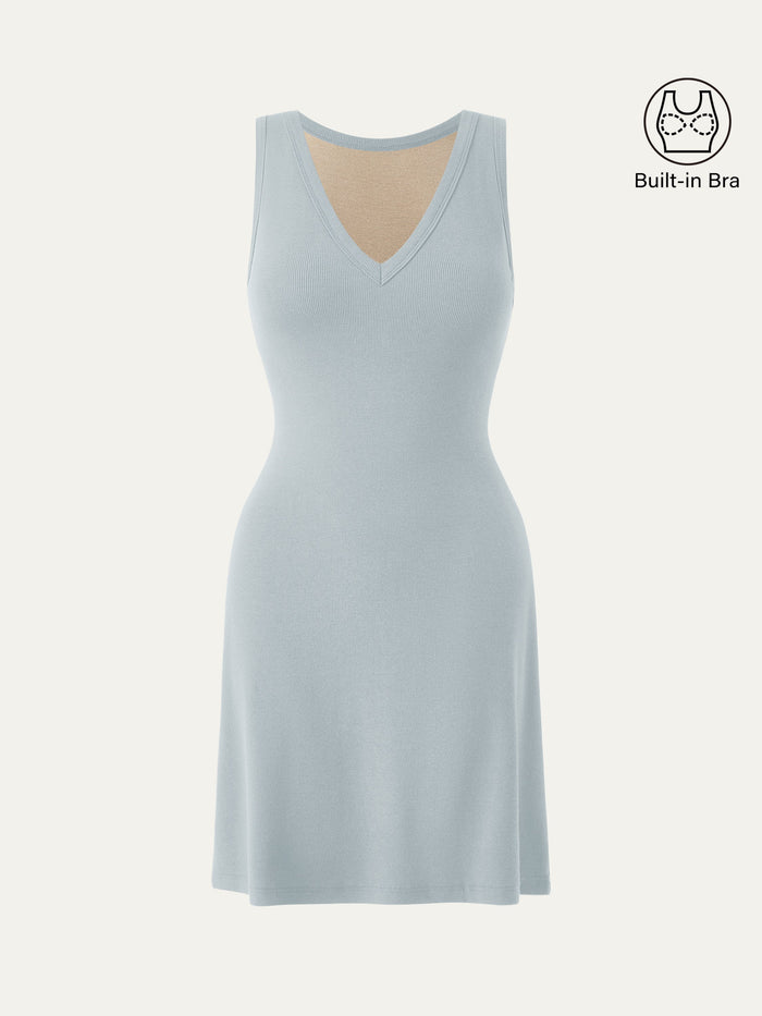 Flattering V-neck A-line New Airy Bra Tank Dress