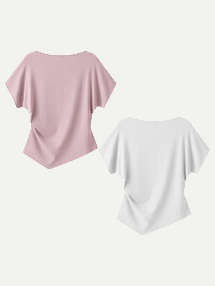 Cotton Lyocell Boatneck Angled Summer Tee