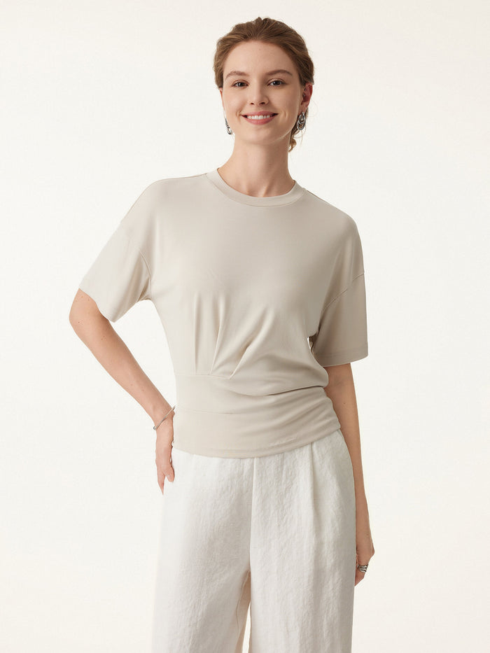 Crewneck Short Sleeve Tucked Tee