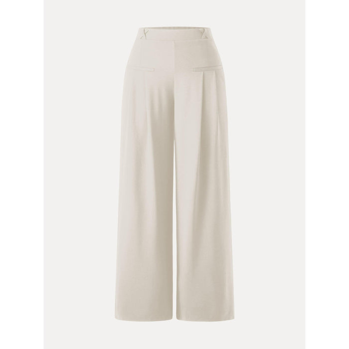 Drapey Bamboo Ponte Mid Rise Wide Leg Trouser with Pockets