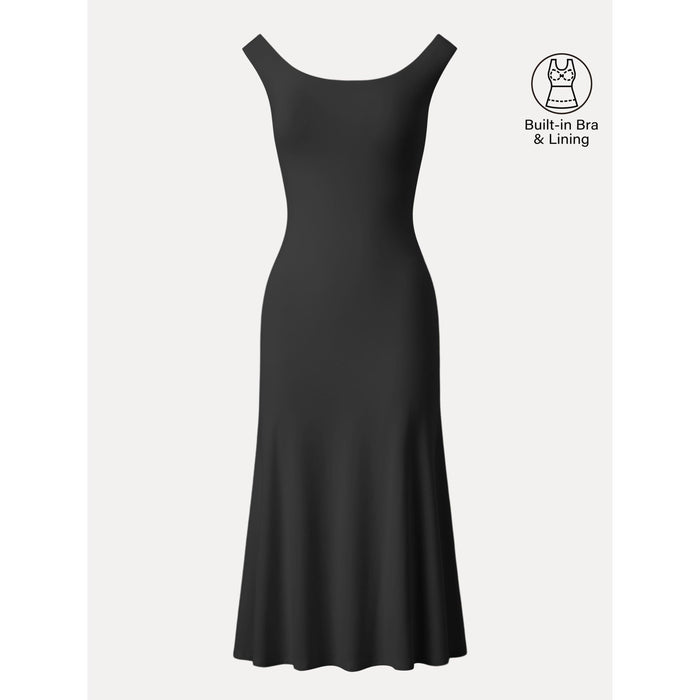 Scoop Neck Midi Low Back Bra Dress