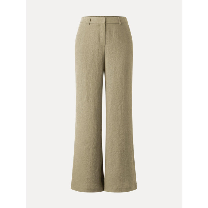 European Linen Mid Rise Flared Pant with Pockets
