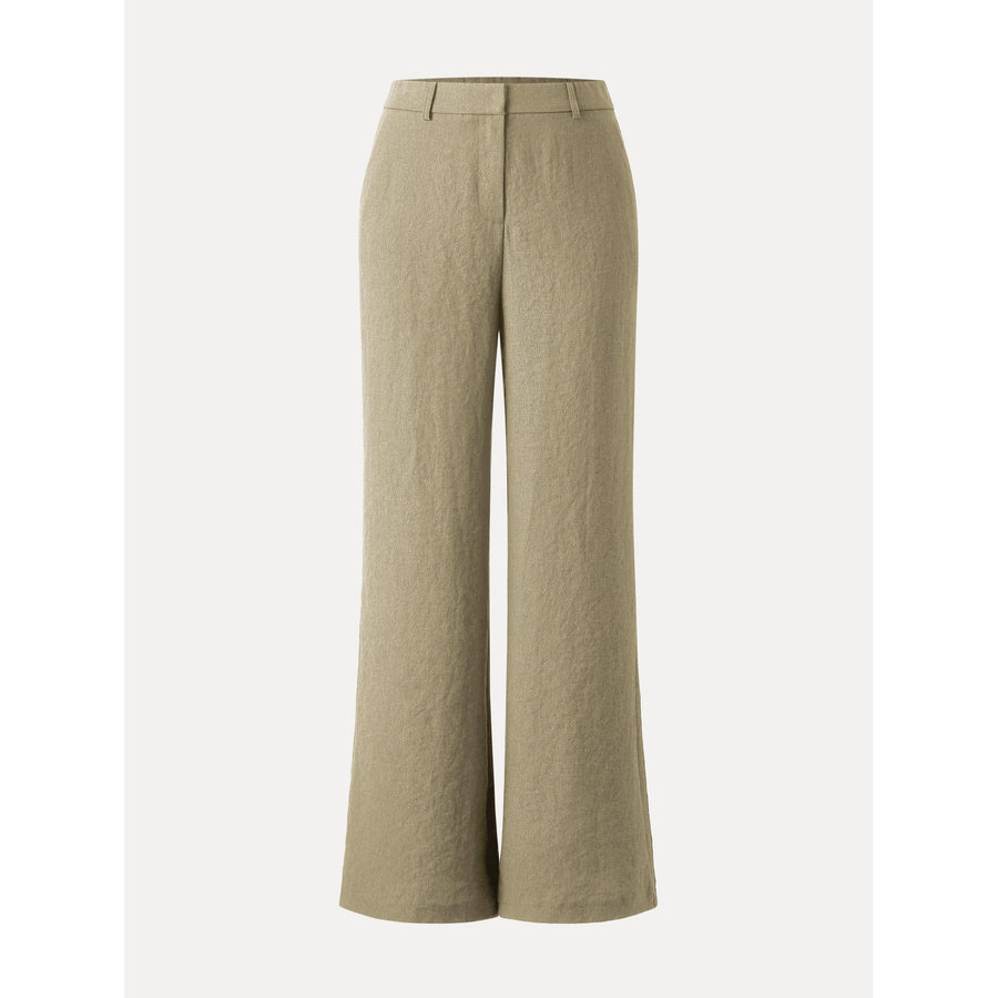European Linen Mid Rise Flared Pant with Pockets
