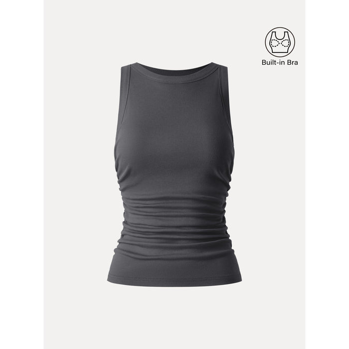 Crewneck Side Ruched Bra Tank