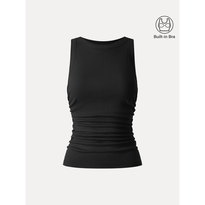 Crewneck Side Ruched Bra Tank