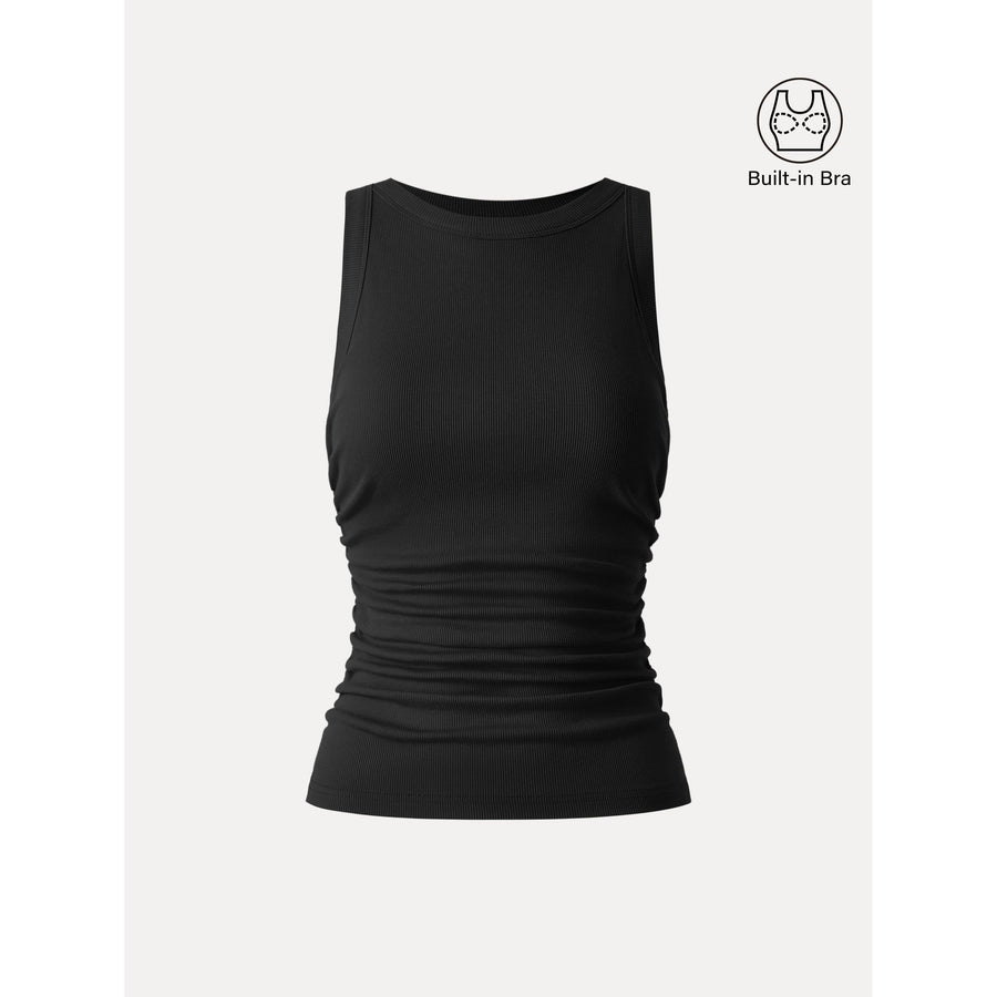 Crewneck Side Ruched Bra Tank