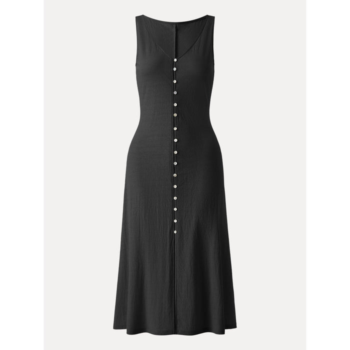 Multi-wear V-neck Button Front Midi Vest Dress