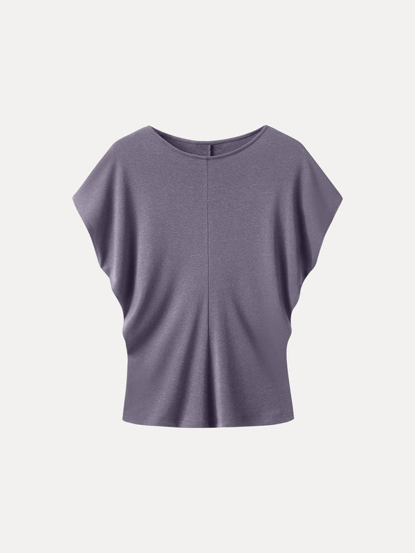 Linen-Blend Round Neck Relaxed Summer Top