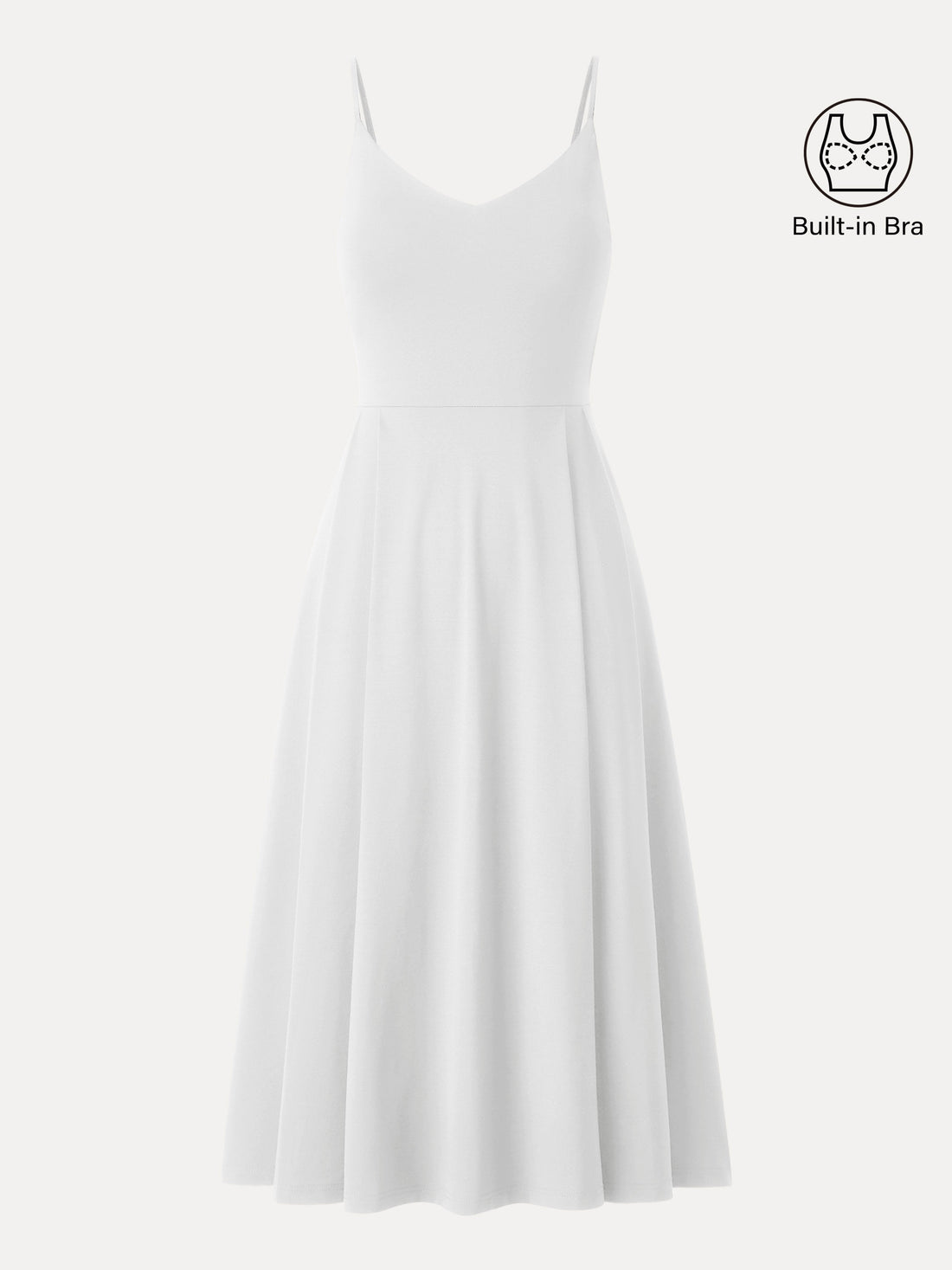 Bamboo Ponte V-neck Fit-and-flare Midi Bra Sundress with Pockets